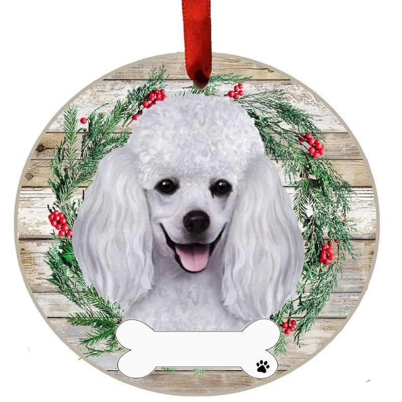 Poodle White Ornament